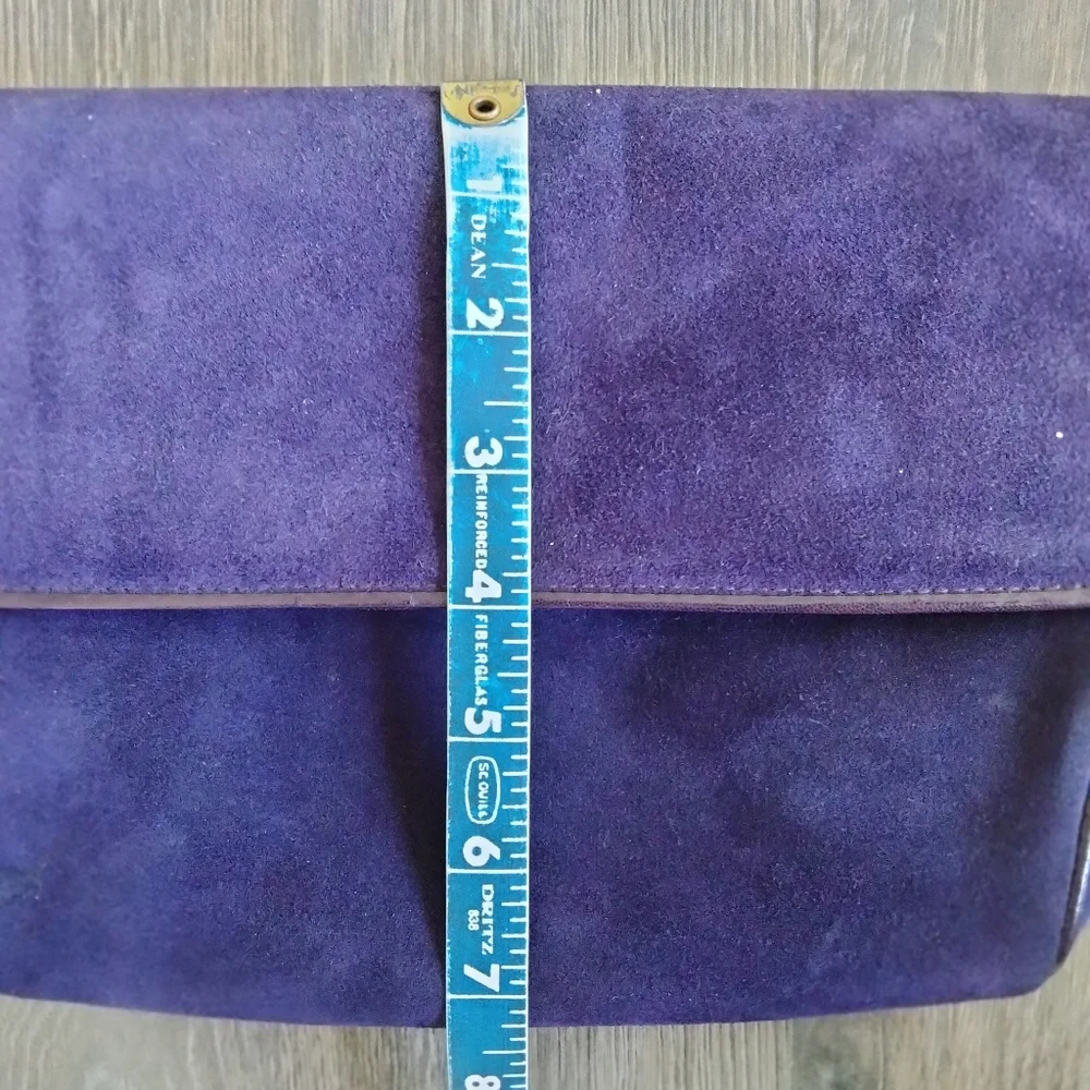 Vintage ANTONIO SCEPI Italy Dark Purple Suede Trapezoid Shoulder Purse Clutch